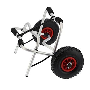 Imagem de plplaaoo Carrinho de caiaque de perna dupla de liga de alumínio, transportador de canoa dobrável com pneus infláveis de 10 polegadas, design resistente para entusiastas de caiaque e canoa, cor prata