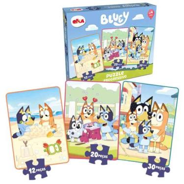 Imagem de Bluey Quebra Cabeça Progressivo 12, 20, 30 Peças Original, Elka, Crian