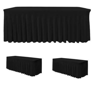 Imagem de Saias de mesa HolidayIdeas Black Spandex para retângulo de 6 pés