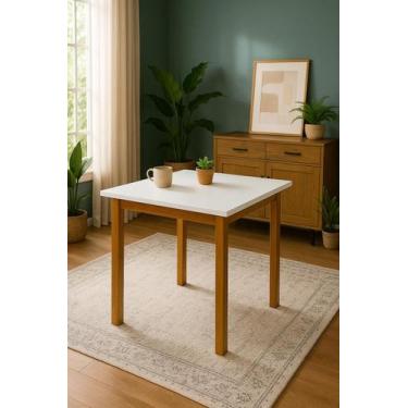 Imagem de Mesa de Jantar Sala/Cozinha Moderna 4 Lugares Base Madeira Maciça 80x8