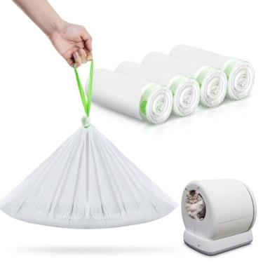 Imagem de Pacote com 120 forros para caixa de areia para gatos Meo Want SC01, MW-SC02, MW-LR01, cordão de 1,5 mil de espessura, resistente, à prova de vazamento, descartável, inteligente, autolimpante, sacos de