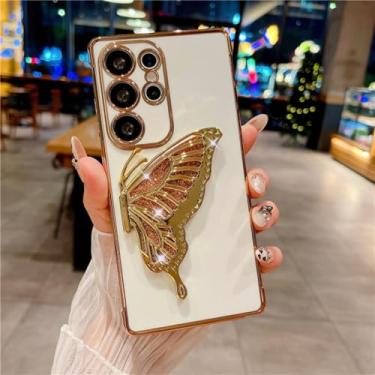 Imagem de Moldura de revestimento de suporte de borboleta de luxo (para Samsung Galaxy A54 5G/branco)