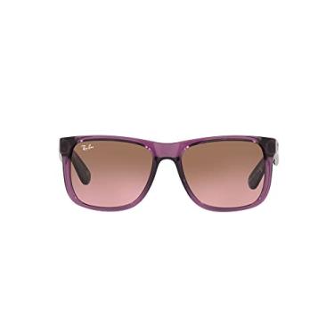 Imagem de Ray-Ban Rb4165 Justin Óculos de sol retangulares, Violeta transparente/rosa dégradé marrom, 51 mm