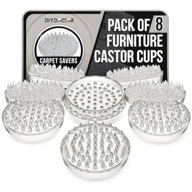 Imagem de Economizadores de Carpete DIY Doctor – Chega de marcas de móveis no seu carpete!53 espinhos cada – Pacote com 8 copos/protetores – Bojos de 5 cm quase inquebráveis