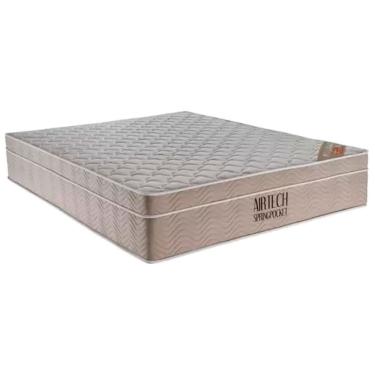 Imagem de Conjunto Box Casal Queen Size Colchão Airtech Molas Ensacadas Spring Pocket Base Material Sintético Ortobom Preto E Bege