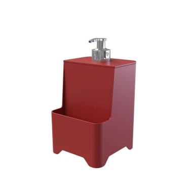 Imagem de Dispenser De Pia Para Detergente E Esponja Com Válvula Cromada - Stolf Vermelho