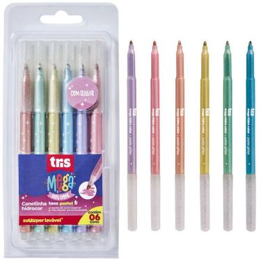 Imagem de Canetinha Hidrocor Mega Soft Color Tons Pastel Glitter Tris