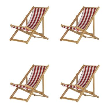 Imagem de Kit 4 Cadeira Espreguiçadeira Dobrável S-b-l Verm-branco