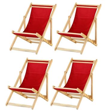 Imagem de Kit 4 Cadeira Espreguiçadeira Dobrável S-b-vermelho