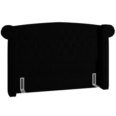 Imagem de Cabeceira Para Cama Box Casal King Sofia 195 Cm Tecido Bouclê Preto Botonê Com Tachinhas Lyam Decor