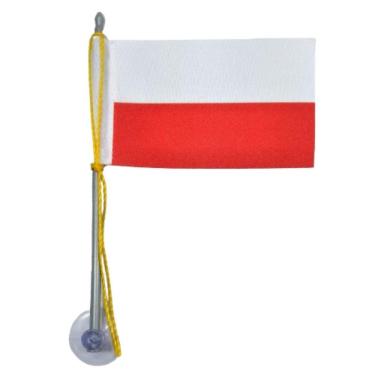Imagem de Mini Bandeira Polônia Com Ventosa Poliéster (5,5cm X 8,5cm)