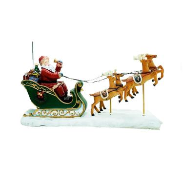 Imagem de Escultura Decorativa Iluminada Trenó Renas Papai Noel 43cm