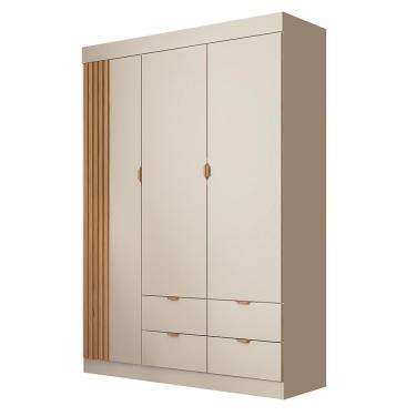 Imagem de Guarda Roupa Infantil Ayla 3 Portas E 4 Gavetas Off White Acetinado - Phoenix Baby Off White Acetinado