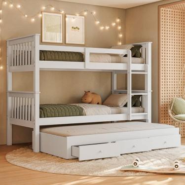 Imagem de Treliche Solteiro Madeira Maciça Reforçada Cama Aux Gavetas