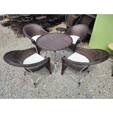 Imagem de Jogo 1 Mesa 4 Cadeiras Área Externa Alumínio e Fibra