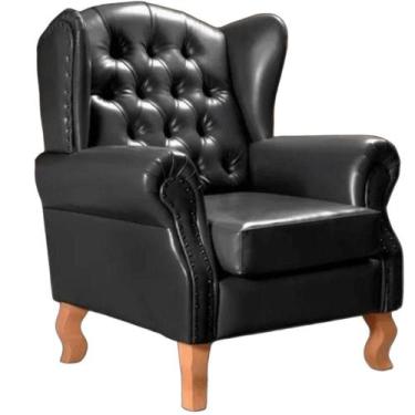 Imagem de Poltrona Chesterfield Imperador Vintage Retrô Capitonê Couro Preto - B