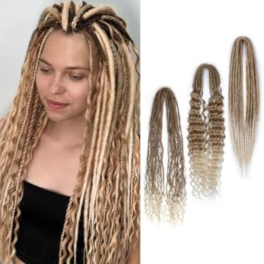 Imagem de lounoke Conjuntos De Extensões Dreadlocks 24" Com Ponta Dupla, 20 Fios, 3 Em 1, Dreads Sintéticos Mistos, Castanhos A Loiros, Lisos, Cacheados E Boho, Hippie Artesanais Para Mulheres