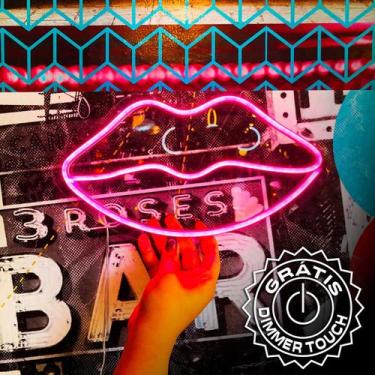 Imagem de Painel Luminoso Letreiro BEIJO - Neon LED Rosa + controle  - Studio 36