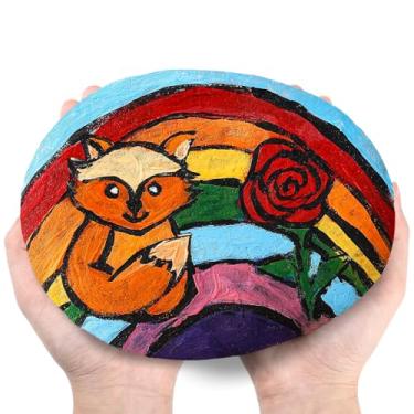 Imagem de Feifeiya 3 peças de pedras extra grandes de 15 a 17 cm para pintura plana, artesanato, pedras naturais lisas, para mandala e bondade, artes artesanais, decoração de meninos e meninas