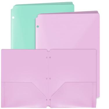 Imagem de 2 pastas de bolso, pastas de bolso resistentes, pasta de dois bolsos de poliéster durável para fichário de 3 anéis - para papéis de tamanho carta, arquivos, documentos - pastas coloridas de plástico