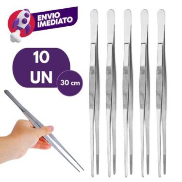 Imagem de Pinça Culinária 30cm Precisão Profissional Multiuso Inox Gastronomia C