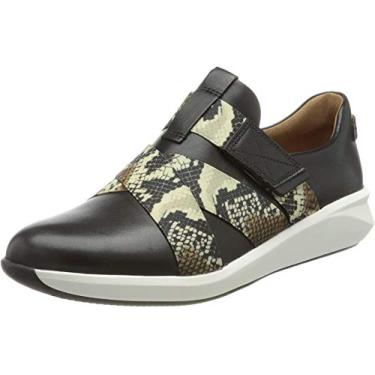 Imagem de Clarks Women's Un Rio Strap Sneaker, Black Combination Leather, 9 W