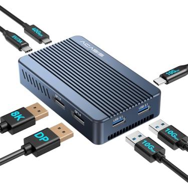 Imagem de ACASIS Mac Mini Dock Dual Monitor com 40Gbps M.2 NVMe SSD Enclosure, Mac Mini Hub com 2*DP1.4, 2 x USBA 3.1, 1 USB C 10Gbps, design de ventoinha de refrigeração, funciona para M1/M2, compatível com