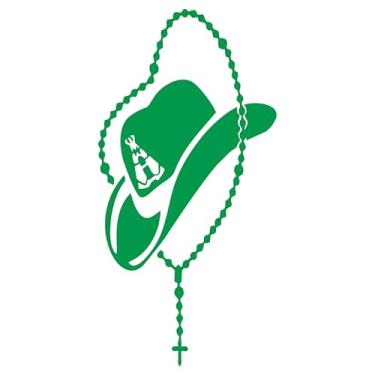 Imagem de Adesivo chapéu com o terço Cowboy Sertanejo Rodeio Amuleto no Chapéu para carros caminhonetes caminhão parede e mais (VERDE, 7,5X15cm)