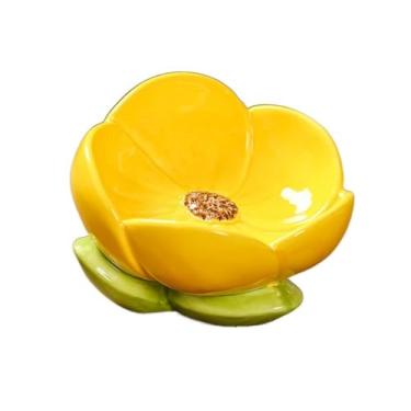 Imagem de zaoalife Bandeja de joias em forma de flor de cerâmica, tigela de chave para entrada, tigela de doces, mesa de molho de joias, bandeja de armazenamento de cerâmica