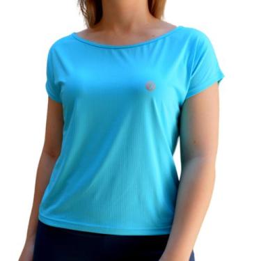 Imagem de Blusa Fitness Feminina Proteção Uv50+ Dryfit Poliamida Gola Canoa Moda