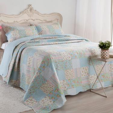 Imagem de Kit Cobre Leito Colcha Mix King Estampado Dupla Face Floral 3 Peças - Karina