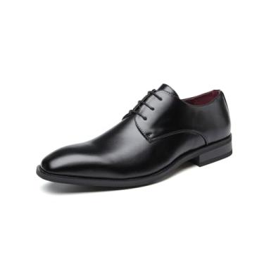Imagem de Sapato social masculino vintage Oxford para negócios, formal, bico fino, couro polido, Preto, 41