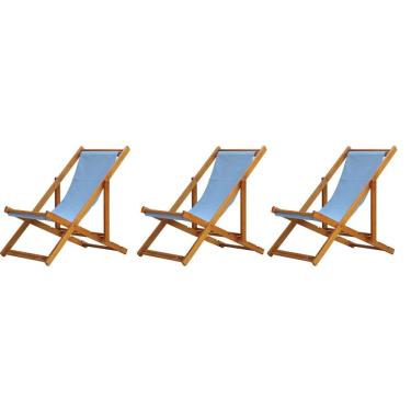 Imagem de Kit 3 Cadeiras Espreguiçadeira Preguiçosa Dobrável Sem Braço Mel