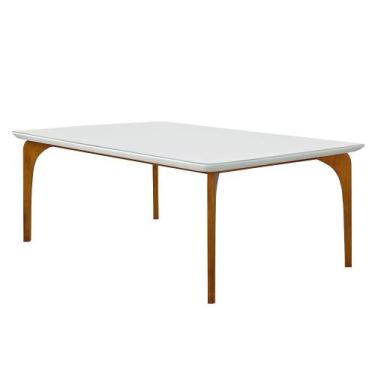 Imagem de Mesa Sala de Jantar 8 Lugares 218cm Tampo com Vidro Dinamarca Branco/M