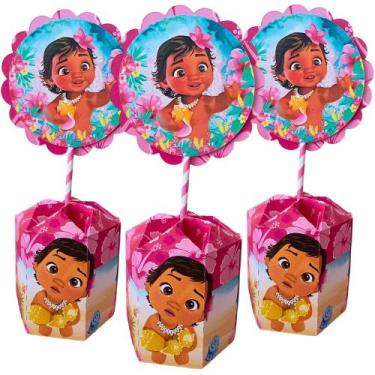 Imagem de Kit 10 Centro De Mesa Tropical Moana Baby Decorativos - Kibunitinho
