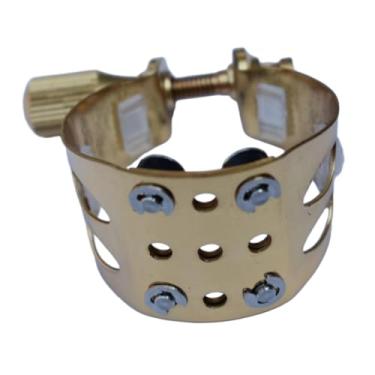 Imagem de YIJU Fixador de abraçadeira para saxofone alto com tampa, alta confiabilidade, substituição premium, resistente, clipe de latão para boquilha de sax alto