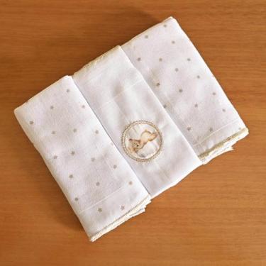Imagem de kit 3 Fraldas de Pano Luxo 68 cm x 70 cm Bublim Sonhos, Urso nuvem