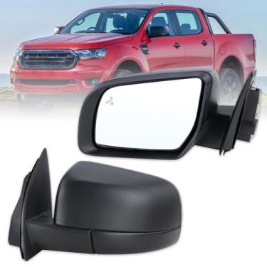Imagem de Lqito Espelho lateral esquerdo do motorista compatível com Ford Ranger 2019 2020 2021 2022 2023 2024 2025 com vidro elétrico dobrável Power Glass Blind Spot Matte Black Replace#KB3Z17683G (7 pinos)