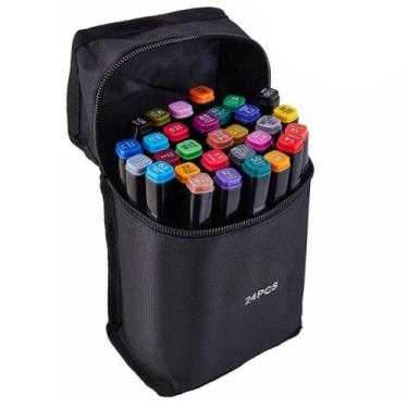 Imagem de Kit Canetinha 24 Unidades Estojo Pintura Escolar - Relet