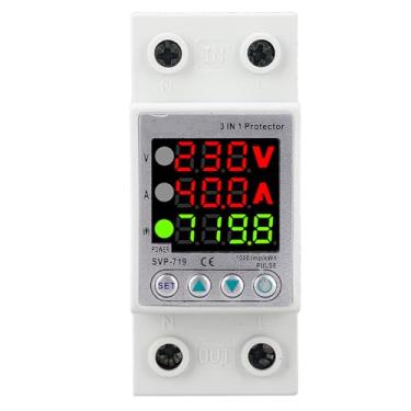Imagem de Protetor de tensão ajustável Redefinição Smart em dispositivo de proteção de tensão com exibição de energia AC230V (1-40A (SVP-719-40A N))