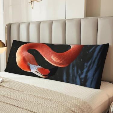 Imagem de Capa de travesseiro corporal flamingo microfibra ultramacia fronha longa respirável e sedosa com zíper decorativo roupa de cama fronha corporal para adultos, 51 x 137 cm