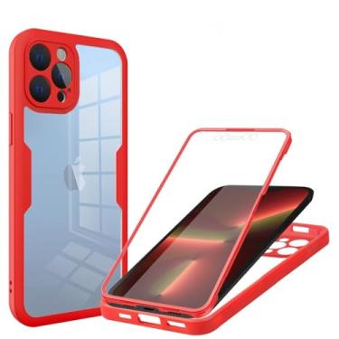 Imagem de Capa de telefone integrada com película protetora Shell Film para iPhone 7 8 SE XS 16 15 14 Plus 13 Mini 12 11 Pro Max, capa protetora à prova de choque, capa completa, vermelha, para iPhone 15PRO MA