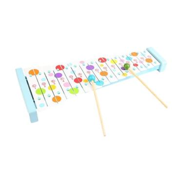 Imagem de Dynwave Instrumento musical de percussão, xilofone com marretas, xilofone para crianças, brinquedo musical para jogadores, faixa para iniciantes, presente de, Azul 41.5x17cm