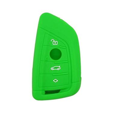 Imagem de SEGADEN Capa Protetora de Silicone Capa Suporte de Pele Jaqueta Compatível com BMW X1 X3 X4 X5 X6 4 Botões Smart Remote Key Fob CV4907SEGADEN verde CV4907LG