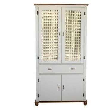 Imagem de Cristaleira de Madeira 4 Portas 1 Gaveta com Detalhes em Rattan Egito 
