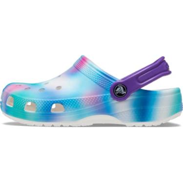 Imagem de Sandália Classic Tie Dye Graphic, Crocs, Criança Unissex, White/Multi, 22