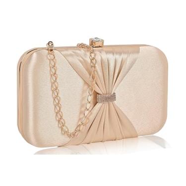 Imagem de ADISA Bolsa de festa formal com corrente dourada para mulheres e meninas, Dourado, M