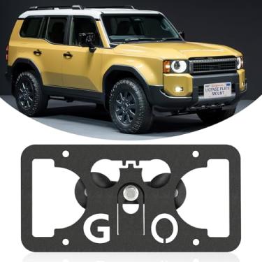 Imagem de Moldura frontal sem furadeira compatível com Toyota Land Cruiser 2024-2025 Suporte de suporte de grade de placa de carro antifurto Capas de etiqueta de carro à prova de ferrugem, acessórios de carro à