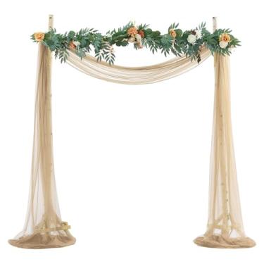 Imagem de BOYOUTH Cortinas de voile transparente para casamento, cortina de tule longo de tule para festas de aniversário, cerimônias, recepção, palco, decoração, café claro, 150 x 500 cm, 1 painel