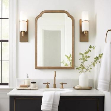 Imagem de WallBeyond Espelhos de banheiro de madeira para montagem na parede, espelhos de parede com moldura de madeira rústica de 50,8 cm x 76,2 cm decorativos para sala de estar ou quarto, cor de mel